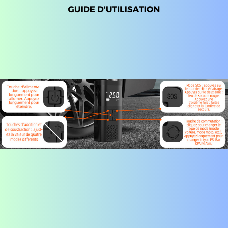 Pompe à Air Portable Avec Pression Digitale
